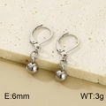 Polished silver stainless steel leverback earrings with 6mm metal ball drop detail - 6mm (KE112441-Z)
