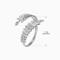 Silver adjustable olive leaf ring in stainless steel with 1.7cm diameter size info - Steel-colored Ring 150