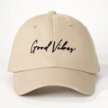 Classic khaki Good Vibes embroidered baseball cap for men and women outdoor sun protection - Khaki