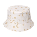 Cappello a secchiello reversibile bianco con stelle e lune dorate per protezione solare - 58cm / Bianco Stampa Stella Luna