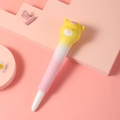 Cute yellow cartoon bear squishy decompression pen with pink gradient soft foam grip - Yellow Obedient Dog