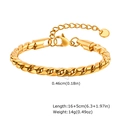 Dettaglio del bracciale a catena intrecciata dorata con chiusura a moschettone e dimensioni - Stile a Maglia Cubana (BR-1766G-16)