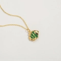 Tropical fish necklace featuring a green and gold enamel pendant on a golden chain - Green