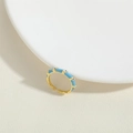 Verstelbare vergulde Evil Eye ring met hemelsblauw emaille afwerking voor dames - Verstelbaar Open / Blauw