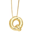 Polished 18K gold-plated bubble letter Q pendant necklace with a fine box chain - Letter Q