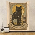 Detail of bohemian black cat tapestry with magic elements and You Are Full Of Magic text - Gt202621 / 73X95CM (Brushed Fabric)