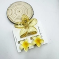 Three-piece frangipani hair claw set with one large yellow and two small gradient clips - Transparent Yellow Set (including Card)