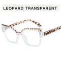 Fashionable transparent leopard print eyeglasses frame with square spring hinge temples - Leopard Transparent