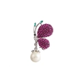 Fashionable butterfly brooch with pink rhinestones, green gem accents and white pearl drop - Rose Red Rhinestone Pearl Drop Butterfly