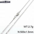 Zilveren 1,5mm roestvrijstalen slangenketting met ster-gravure en een stevige karabijnsluiting - 1.5mm x 50cm / Zilver (KN233315-Z)