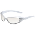 Y2K futuristic silver wraparound sunglasses with matte finish and aerodynamic sports frame - Silver Frame White Mirror Lens