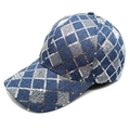Berretto da baseball in denim con motivo a paillettes argentate e visiera curva - M(56-58cm) / Blu scuro