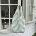 Detail of mint green bubble texture fabric on a large capacity tote shoulder bag - Bubble Light Green