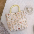 Sac à déjeuner en coton à fleurs avec motifs de citron et poignées jaunes - Fleur dans le Miroir