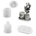 Silicone mold set for striped storage jar vase and oval tray resin diy craft - Vase + Tray + Striped Box