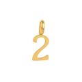 Ciondolo numero 2 in acciaio inossidabile lucido placcato oro 18k per gioielli - Numero 2 / Oro