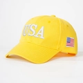 Cappellino da baseball giallo con ricamo USA 3D e bandiera americana in cotone premium - Giallo