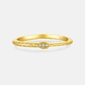 S925 sterling silver ring in golden finish with three zircons and snake scale texture - Mmr284 (18k Gold) / Size 6