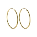Minimalist S925 silver large hollow hoop earrings with polished 18k gold plating - Gold Plated