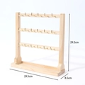Three-tier wooden jewelry display stand with 18 gold metal hooks and storage tray - 3 Layers 18 Hooks