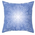 Détail de la taie d'oreiller de Noël bleue avec flocon de neige et texte de vœux - Grand Flocon Merry Christmas