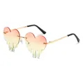 Melting heart shaped sunglasses in red and yellow gradient lenses with gold frame - Pink Yellow Green Gradient