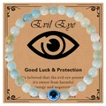 Evil Eye beaded bracelet with natural blue stones and Good Luck protection card - Amazonite Bracelet