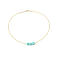 Collier chaîne serpent dorée avec trois breloques œil bleu en émail pour femme - Émail Turquoise
