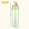 Green 1000ml plastic water bottle with cute bear-shaped lid and measurement scale - Transparent Green [1000ml Shaker]