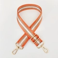Adjustable orange and white striped nylon bag strap with sparkling gold thread detail - Orange