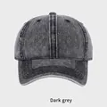 Casquette de baseball en jean délavé gris foncé avec coutures et aérations renforcées - Réglable (54-58cm) / Gris foncé