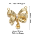 Golden copper bow pendants with small bell charms and precise size measurements - Bow with Bell Charm (YSN009-08)