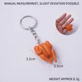 Miniature roasted chicken keychain charm, 3.2cm realistic food model with silver keyring - 3.2cm Roasted Chicken with Keychain