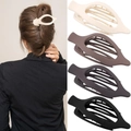 Matte oval hair claw clips set in beige, taupe, brown, and black colors for women - Set 31 (Pack of 4)