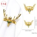 Detailed view of golden deer napkin ring with dimensions and weight measurements - Crown Deer Head Style 114