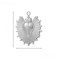 Silver stainless steel sacred heart pendant with dimensions 3.0cm height and 2.6cm width - Silver Radiant Sacred Heart-BP48184A0