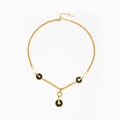 Collana minimalista in acciaio al titanio con catena dorata e ciondoli a cerchio neri - Collana / Collana a Cerchio Oro Nero