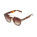Retro oversized tortoiseshell sunglasses with double bridge and gradient brown lenses - Tortoise Frame Gradient Tea
