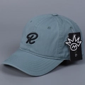 Detailed embroidery of letter R on a blue cotton baseball cap with curved brim style - M (56-58cm) / Sky Blue