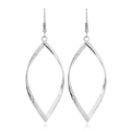 Macro view of silver geometric hollow leaf earrings with modern twisted metal texture - Style 4-Twisted Leaf