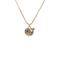 Goldene Halskette mit einem blauen Zirkon-Walfisch-Anhänger und feiner Box-Kette - Blauer Zirkon Wal