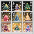 Colorful Christmas tree static window clings with gifts and snowflakes for glass decor - 9Pcs Set Christmas Tree Stickers (535+545-552)