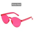 Modern rimless one-piece sunglasses in vibrant rose red with a sleek jelly finish - Rose Red