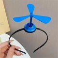 Funny black headband featuring a creative blue plastic windmill propeller accessory - Propeller Headband / Blue