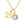 Collier en acier inoxydable doré avec pendentif lettre U et breloque pierre de naissance - Lettre W / Or