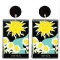 Punk tarot oorbellen met geel The Sun schedelmotief op rechthoekig acryl hangers - Zon