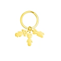 Golden keychain featuring cartoon boy girl and pig charms for family themes - 1 Dog 1 Girl 1 Boy / Gold