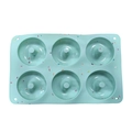 Light blue 6-cavity silicone donut mold with colorful confetti dots for baking - Sprinkles Pattern