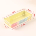 Rectangular sandwich box with yellow paper base and transparent lid for cakes - Large Rectangular Full Color