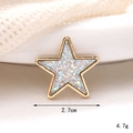 Star-shaped gold DIY jewelry accessory with iridescent blue sequins and pearl heart detail - D2410 Glitter 5-Point Star